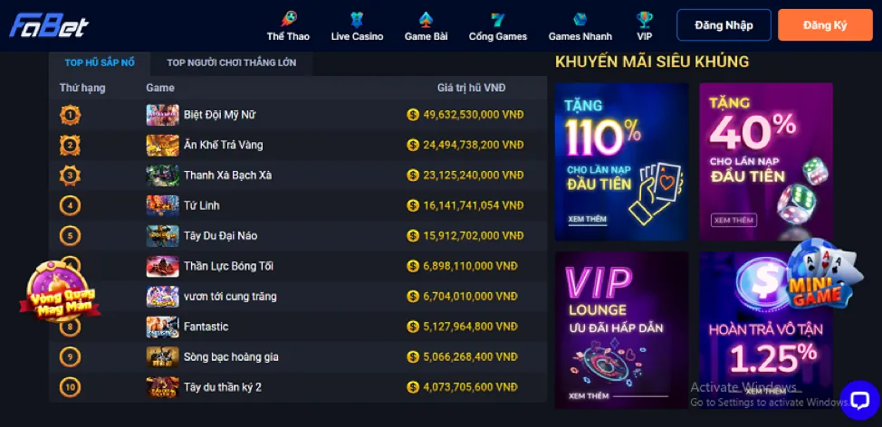 Các chương trình khuyến mãi độc quyền tại Lucky8882